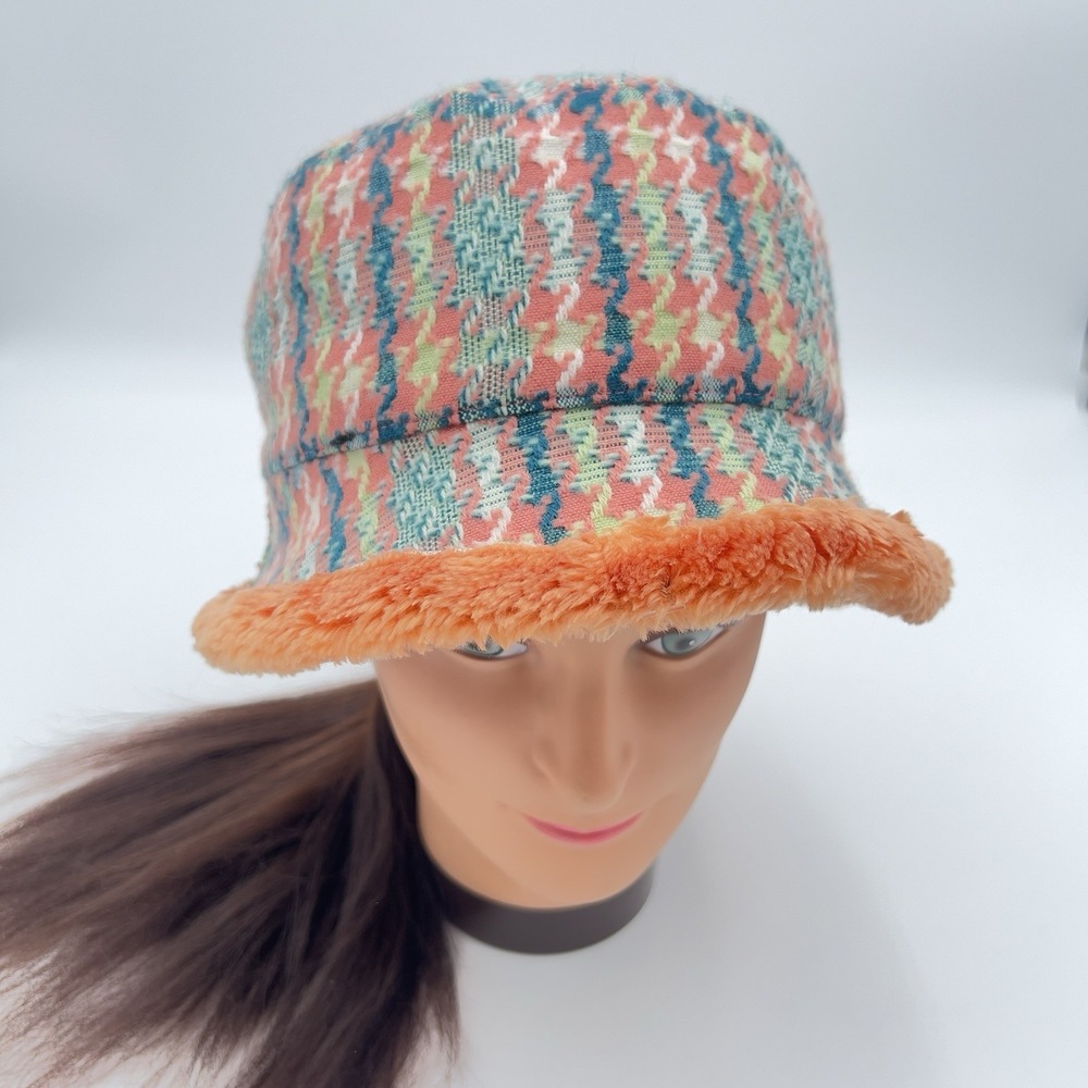 Manhattan Hat Company Faux Fur Bucket Hat Orange Multicolor‎ Plush Womens